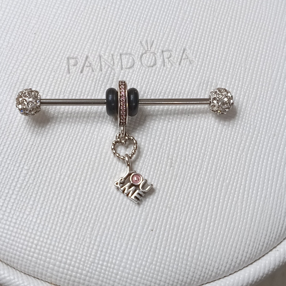 Pandora Vintage 2018 Silver Pink Cz Jared's Exclusive "You and Me" Dangle Charm